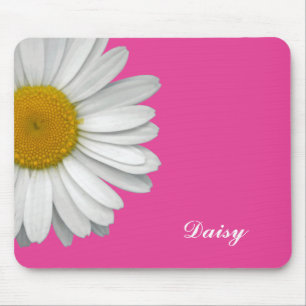 Modern Girly Daisy Flower Namn Shock rosa Musmatta