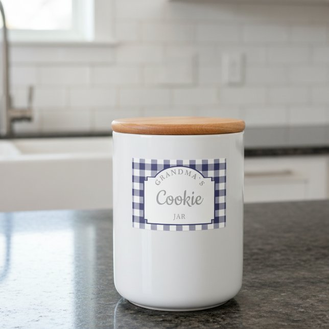 Modern Girly Deep Navy Blue Gingham Mat Etiketter (Modern Girly Deep Navy Blue Gingham Food Label)