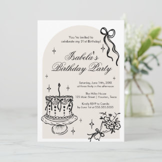 Modern girly doodle Birthday Invitation Inbjudningar
