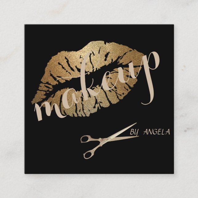 Modern Girly Elegant Glittery Läppar,Saxer Fyrkantigt Visitkort (Framsida)