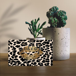 Modern Girly Elegant Leopard Print Glittery Läppar Visitkort