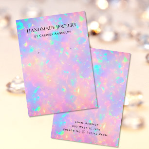 Modern Girly Faux HoloGraph Earring Visning Card Visitkort
