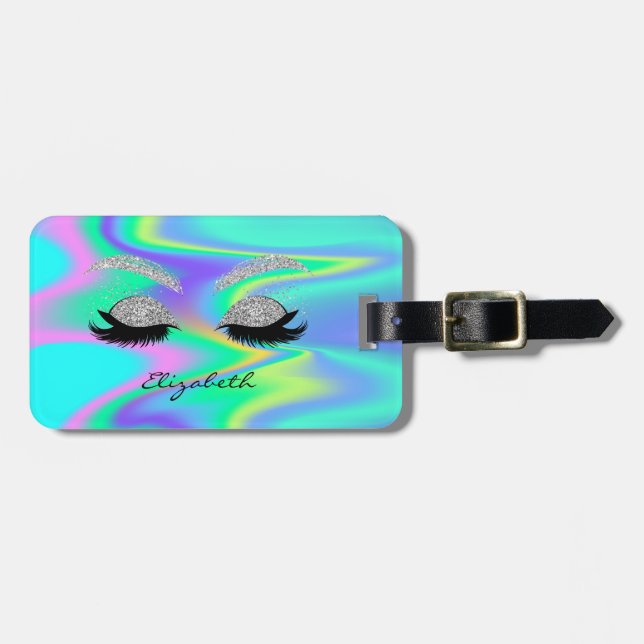 Modern Girly,Glitter Faux Lash,Holografi Bagagebricka (Horisontell Framsida)