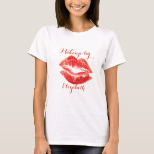 Modern Girly Glitter Red Läppar, Makeup-artist Tee