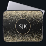 Modern Girly Guld Black Glitter Monogram Laptop Fodral<br><div class="desc">Luxury Guld och Black Faux Glitter och Gnistra Elegant Monogrammed Initialer Fodral. Fodral kan anpassas så att det omfattar ditt första och första namn.</div>