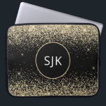 Modern Girly Guld Black Glitter Monogram Laptop Fodral<br><div class="desc">Luxury Guld och Black Faux Glitter och Gnistra Elegant Monogrammed Initialer Fodral. Fodral kan anpassas så att det omfattar ditt första och första namn.</div>