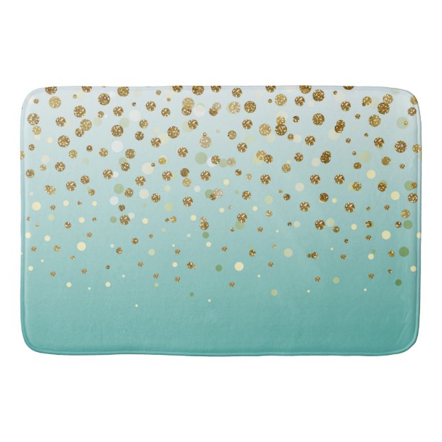 Modern Girly guld glitter konetti Blue Gradient Badrumsmatta (Framsidan)