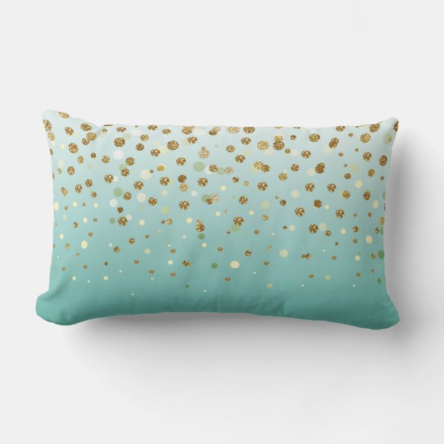 Modern Girly guld glitter konetti Blue Gradient Lumbarkudde (Framsida)