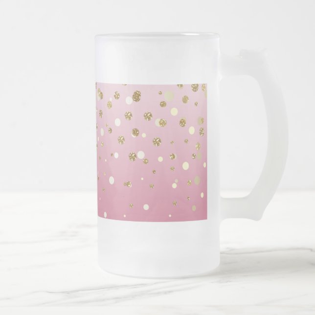 Modern Girly guld glitter konetti Rosa Gradient Frostat Ölglas (Höger)