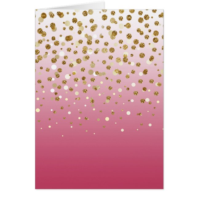 Modern Girly guld glitter konetti Rosa Gradient Hälsningskort (Framsidan)
