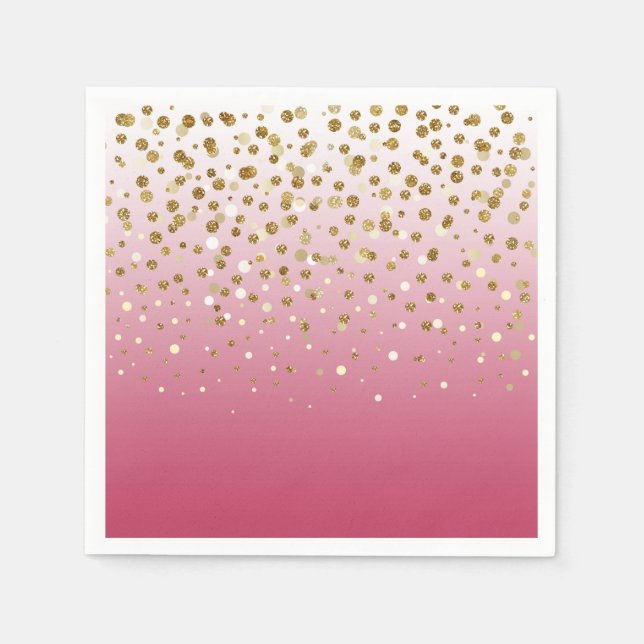 Modern Girly guld glitter konetti Rosa Gradient Pappersservett (Framsidan)