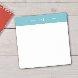 Modern Girly Light Blue Monogram initialer Post-it Block