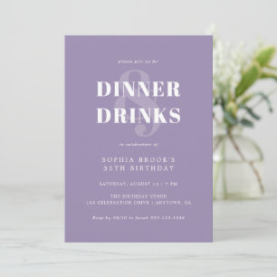 Modern Girly Lilac Bold Typography Birthday Inbjudningar