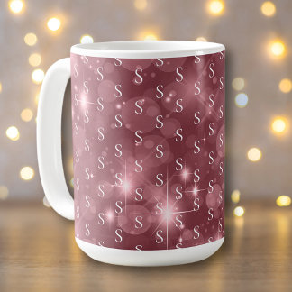 Modern Girly Monogram Dusky Ro Gnistra Kaffemugg