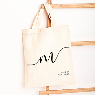 Modern Girly Monogram Script Calligraphy Chic Namn Tygkasse
