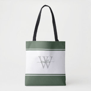 Modern Girly Monogram-skript Evergreen Tote Bag Tygkasse