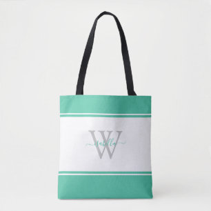 Modern Girly Monogram-skript Mint Tygkasse