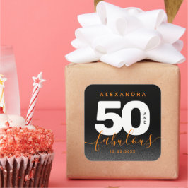 Modern Girly Orange 50 och Fabulous Fyrkantigt Klistermärke