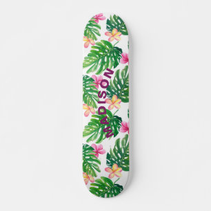 Modern Girly-Personlig för tropisk Blommigt Mini Skateboard Bräda 18,5 Cm
