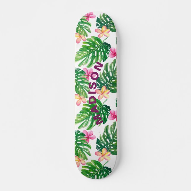 Modern Girly-Personlig för tropisk Blommigt Mini Skateboard Bräda 18,5 Cm (Framsida)