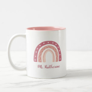 Modern Girly Rainbow Boho Pastel Rosa Två-Tonad Mugg