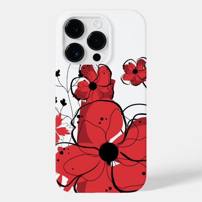 Modern Girly Red and Black Flowers (Baksida)