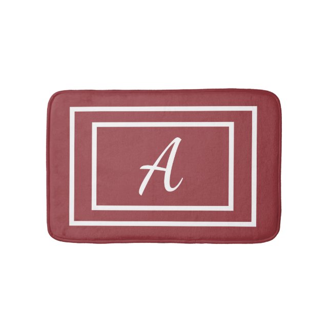 Modern Girly Red Monogram Initial Badrumsmatta (Framsidan)