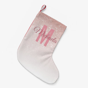 Modern Girly Ro Glitter Rosa om Guld om Liten Julstrumpa