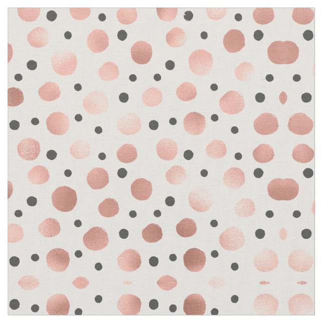 Modern Girly  Ro Guld Black Polka dots Tyg (Närbild)