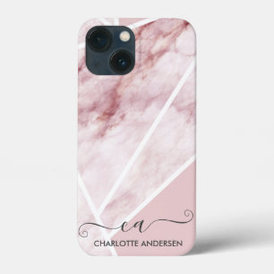 Modern Girly Ro Guld Geometric Monogram Namn