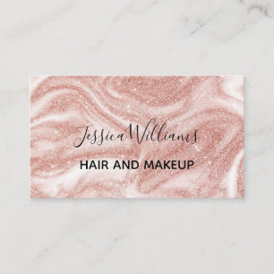 Modern Girly Ro Guld Glitter Marble Hair Makeup Visitkort