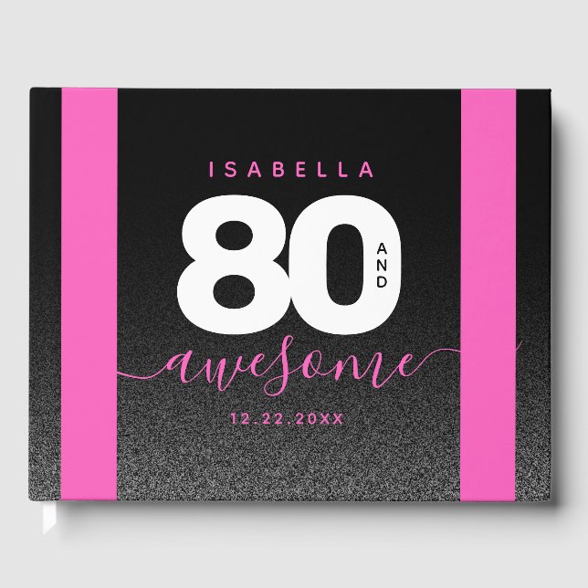 Modern Girly Rosa 80 och Fantastisk Gästböcker (Framsida)