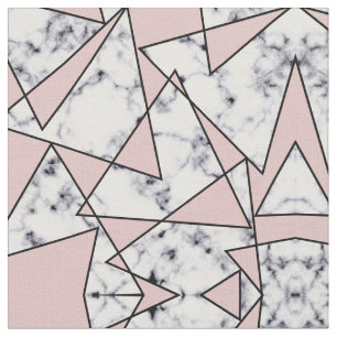 Modern Girly Rosa Black White Marble Geometric Tyg