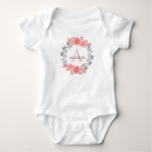 Modern Girly Rosa  Blommigt Utandningsmonogram