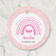 Modern Girly Rosa Boho Rainbow Birthday Tack