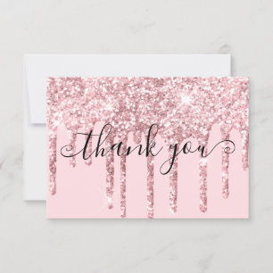 Modern Girly Rosa Glitter Droppning Promo Kod Tack Kort