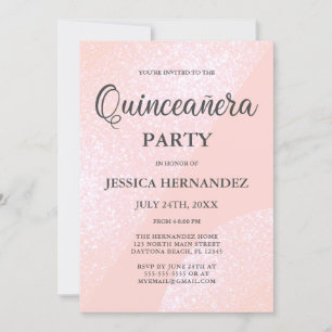 Modern Girly Rosa Glitter Geometric Quinceañera Inbjudningar