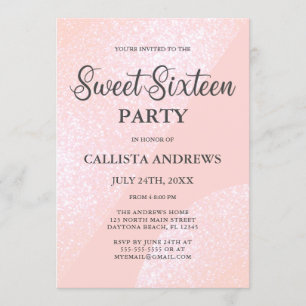 Modern Girly Rosa Glitter Geometric Sweet 16 Inbjudningar