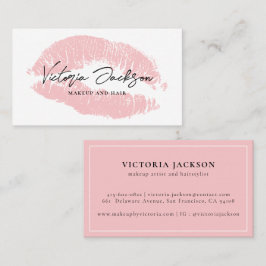 Modern Girly Rosa Läppar Elegant White Beauty Make Visitkort