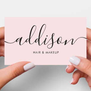 Modern Girly Rosa Minimalist Calligraphy Visitkort