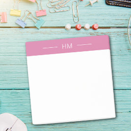 Modern Girly Rosa Monogram initialer Post-it Block