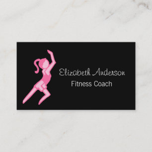 Modern Girly Rosa och svart Fitness Coach Visitkort