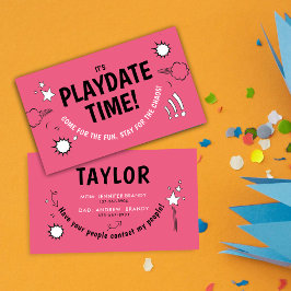 Modern Girly Rosa Playdate Roligt Doodle School En Visitkort