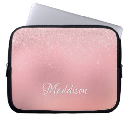 Modern Girly Rosa Silver Glitter Laptop Fodral