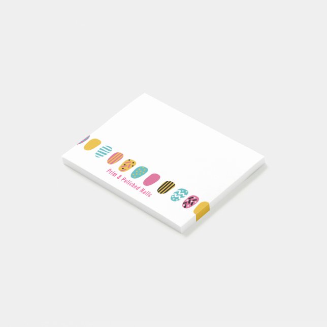 Modern Girly Rosa Teal Nail Salon Post-it Block (Vinklad)