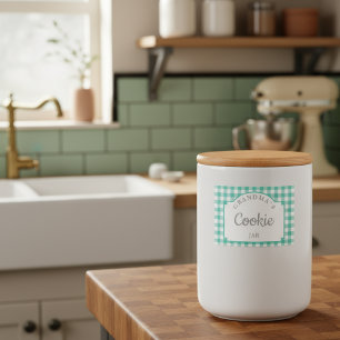 Modern Girly Teal Gingham Typography Mat Etiketter