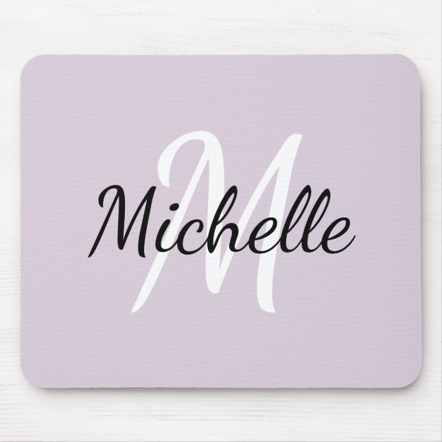 Modern Girly Violet Monogram Initial + Namn Musmatta (Framsidan)
