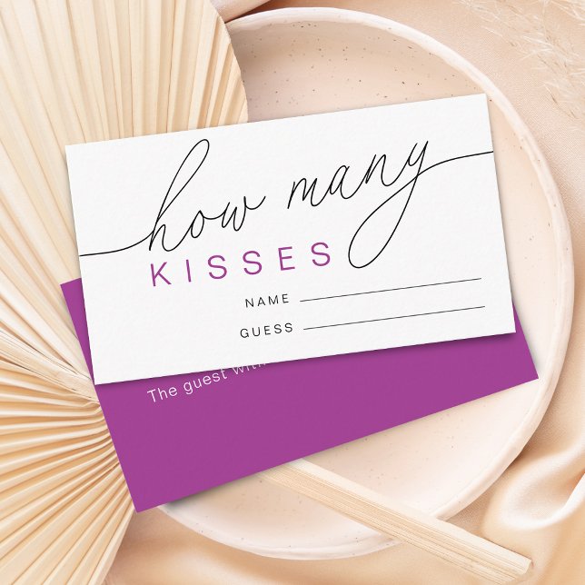 Modern Gissa Hur Många Kyssar Bröllopsfest Lek Tilläggskort (Modern Guess How Many Kisses Bridal Shower Game Enclosure Card)