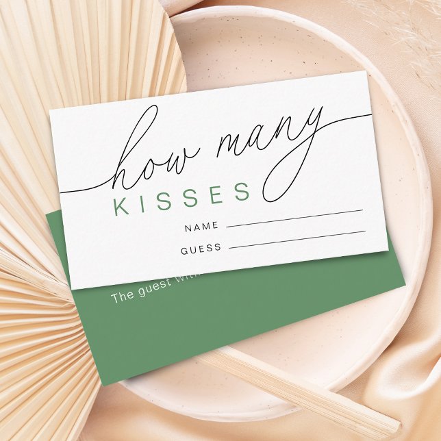 Modern gissar hur många Kisses-Möhippor som spelas Tilläggskort (Modern Guess How Many Kisses Bridal Shower Game Enclosure Card)