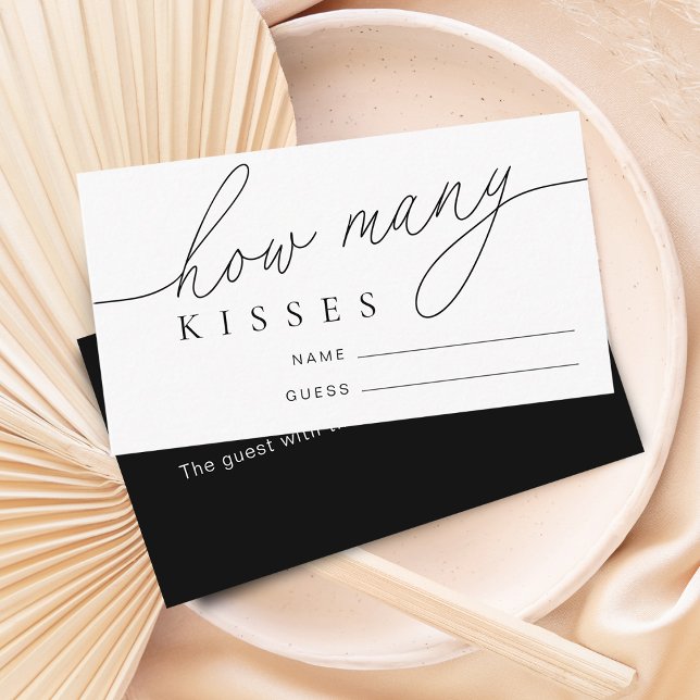 Modern gissar hur många Kisses-Möhippor som spelas Tilläggskort (Modern Guess How Many Kisses Bridal Shower Game Enclosure Card)